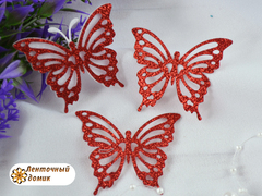 Патч-вырубка Ажурная бабочка накладка красная