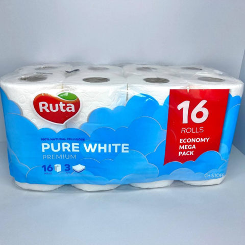 Туалетная бумага Ruta Pure White 3сл. (16 шт.) белая (Т0596)