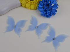 Метелики шифонові зі стразами блакитні №18