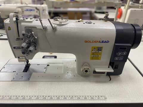 Двухигольная швейная машина челночного стежка GOLDEN LEAD GL-875D отключением игл с увеличенными челноками для средних и тяжелых тканей с сервомотором в голове | Soliy.com.ua