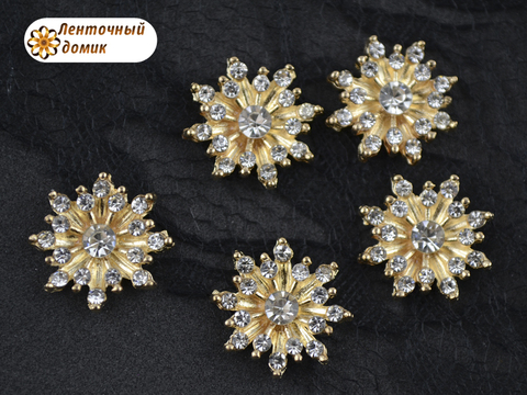 Стразовий декор Сніжинка з промінцями золота