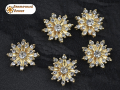Стразовий декор Сніжинка з промінцями золота