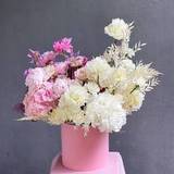 Photo of Box with peonies, hydrangeas and roses «Flower melody»