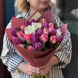 Photo of 27 peony-shaped tulips in a bouquet «Colorful Mood»