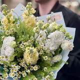 Photo of Field bouquet with daisies and eustomas «Morning Dew»
