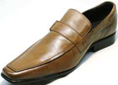 Модные туфли мужские коричневые кожаные лоферы Mariner 12211 Light Brown.