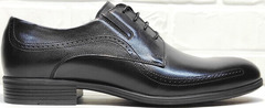 Классические кожаные туфли на шнурках мужские Ikoc 3416-1 Black Leather.