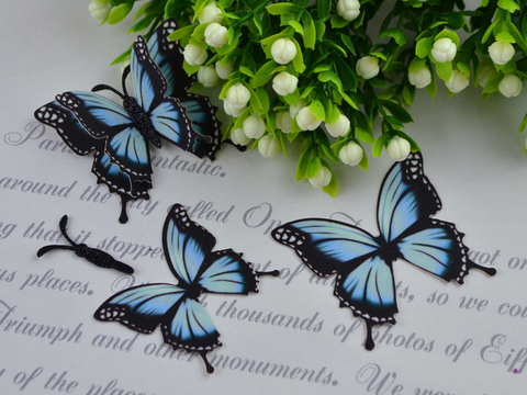 Метелики з тканини вирізані блакитні №26