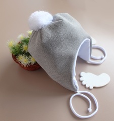 Утепленная шапка для новорожденных Нобл (0-3 мес, серый)