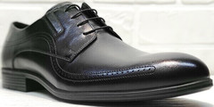Модние туфли броги мужские Ikoc 3416-1 Black Leather.