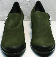 Кожаные женские туфли на толстом каблуке 5 см демисезонные Miss Rozella 503-08 Khaki.