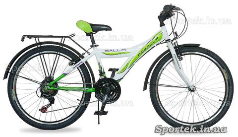 Городской женский подростковый велосипед Формула Галло с колесами 24 дюйма бело-зеленый