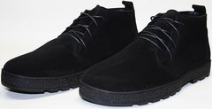 Чоловічі замшеві черевики демісезонні. Чорні черевики на шнурках Ikoc Black.