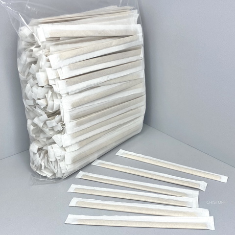 Мішалки дерев'яні в індивідуальній паперовій упаковці (500 шт.)