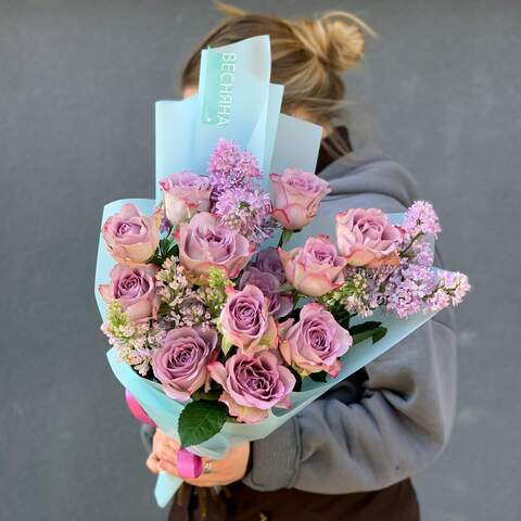 Bouquet «Lavender», Flowers: Rose, Syringa