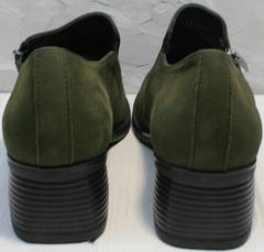 Закрытые женские туфли на каблуке каблуке 5 см демисезонные Miss Rozella 503-08 Khaki.