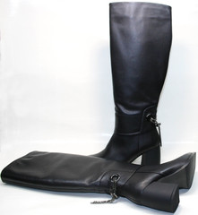 Сапоги женские зимние кожаные европейки Richesse-R Black Leather 39 размер