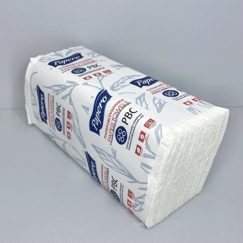 Полотенце бумажное листовое Papero V сложения 1сл. 230х245 мм (150 л.) белое (RV032)