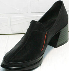 Женские закрытые туфли на толстом каблуке 6 см демисезонные H&G BEM 167 10B-Black.