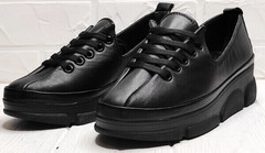 Осенние женские туфли кроссовки на танкетке 5 см Mario Muzi 1350-20 Black.