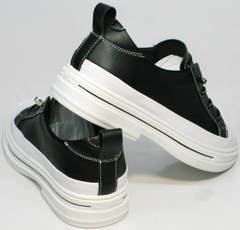 Красивые женские кроссовки туфли женские на низком ходу El Passo sy9002-2 Sport Black-White.