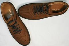 Коричневые кроссовки мужские летние с перфорацией Vitto Men Shoes 1830 Brown White