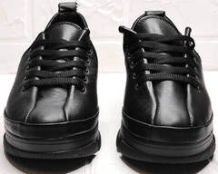 Черные кеды туфли женские на шнурках Mario Muzi 1350-20 Black.
