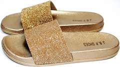 Шлепки женские летние J.B.P. Shoes NU25 Gold.