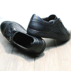 Чёрные кроссовки натуральная кожа мужские осенние Novelty 5235 Black