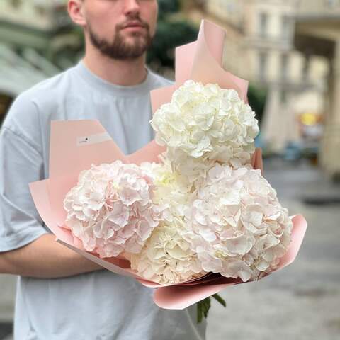Photo of 5 hydrangeas in a bouquet «So delicate»