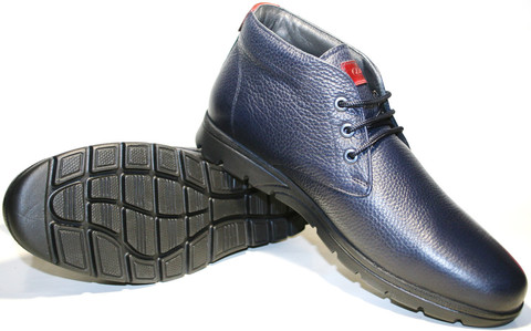 Чоловічі зимові класичні черевики. Термочеревики. Сині черевики шкіряні Cabani BlueTermo.