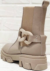 Грубые ботинки кожаные женские зима AVK – 969 Vison Light.