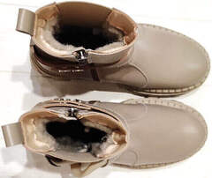 Бежевые ботинки женские зима. Высокие ботинки челси на меху AVK – 969 Vison Light.