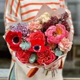 Photo of Bright bouquet with peonies and anemones «Juicy Kiss»