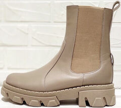 Модные ботинки на зиму. Классические челси ботинки бежевые AVK – 969 Vison Light.