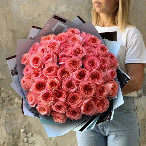 Photo of 45 peony Ecuadorian roses «Pink Expression»