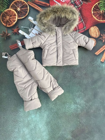 Комбінезон з курткою зимовий дитячий Look Пухнастик бежевий