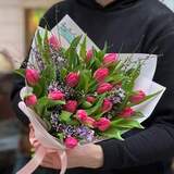 Photo of Pink bouquet with crisp tulips «Raspberry hello»