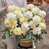 Photo of Huge exquisite composition of twisted peony roses «Cream Spring»