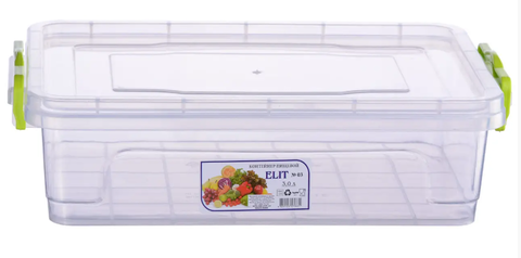 Контейнер пластиковый пищевой плоский с ручками ELIT №3 (3 л)