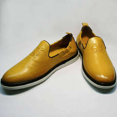 Летние туфли под джинсы мужские King West 053-1022 Yellow-White.