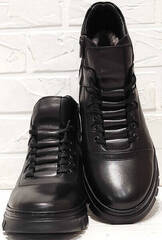 Мужские кожаные кроссовки ботинки зимние Komcero 1K0531-3506 Black.