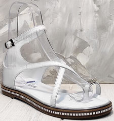 Белые сандали женские босоножки натуральная кожа Evromoda 454-402 White.