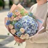 Photo of Light blue bouquet with nigella and hydrangea «Sapphire cobweb»