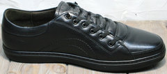 Туфли кроссовки мужские кожаные черные весна осень Novelty 5235 Black.