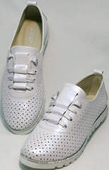 Красивые летние туфли женские кожаные Mi Lord 2007 White-Pearl.