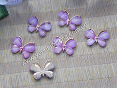 Декор Метелик  з камінців бузково-рожеві