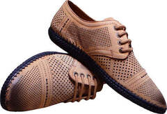Мужские летние туфли мокасины кожаные smart casual Luciano Bellini S203 – Beige Nubuk.