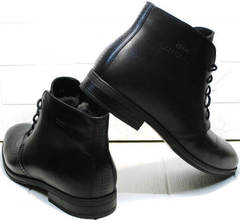 Модные зимние мужские ботинки на зиму Ikoc 3640-1 Black Leather.