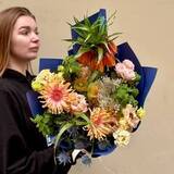 Photo of Bright bouquet with fritillaria and gerberas «Van Gogh's night»